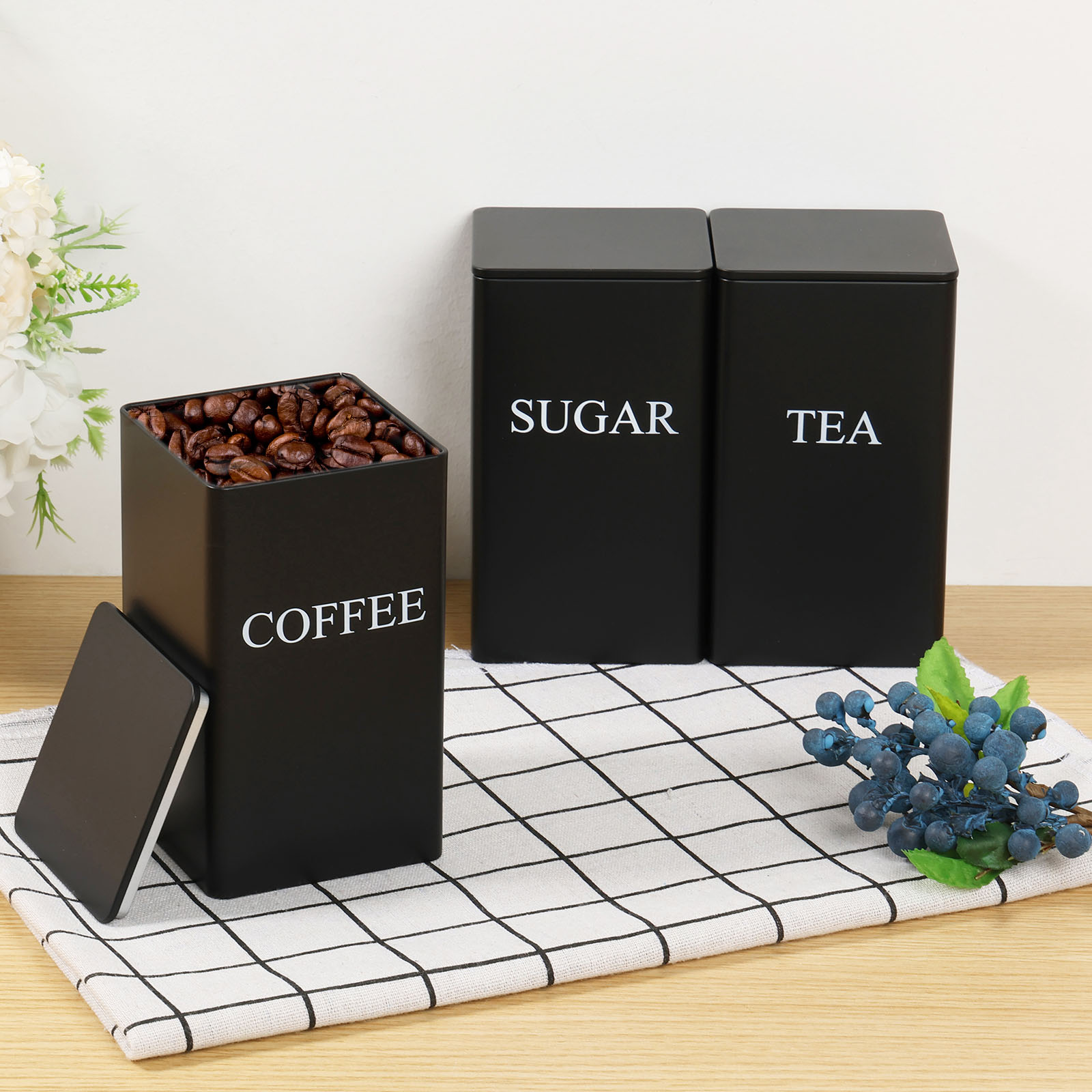 Coffee Tea Sugar Container Set - 3 pezzi contenitori per la conservazione