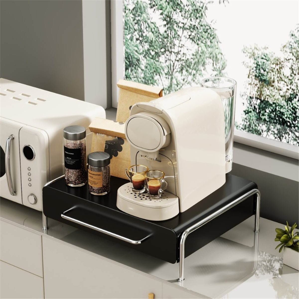 Coffee Tea Drawer Organizer - Elegante Portacapsule in Metallo con Cassetto