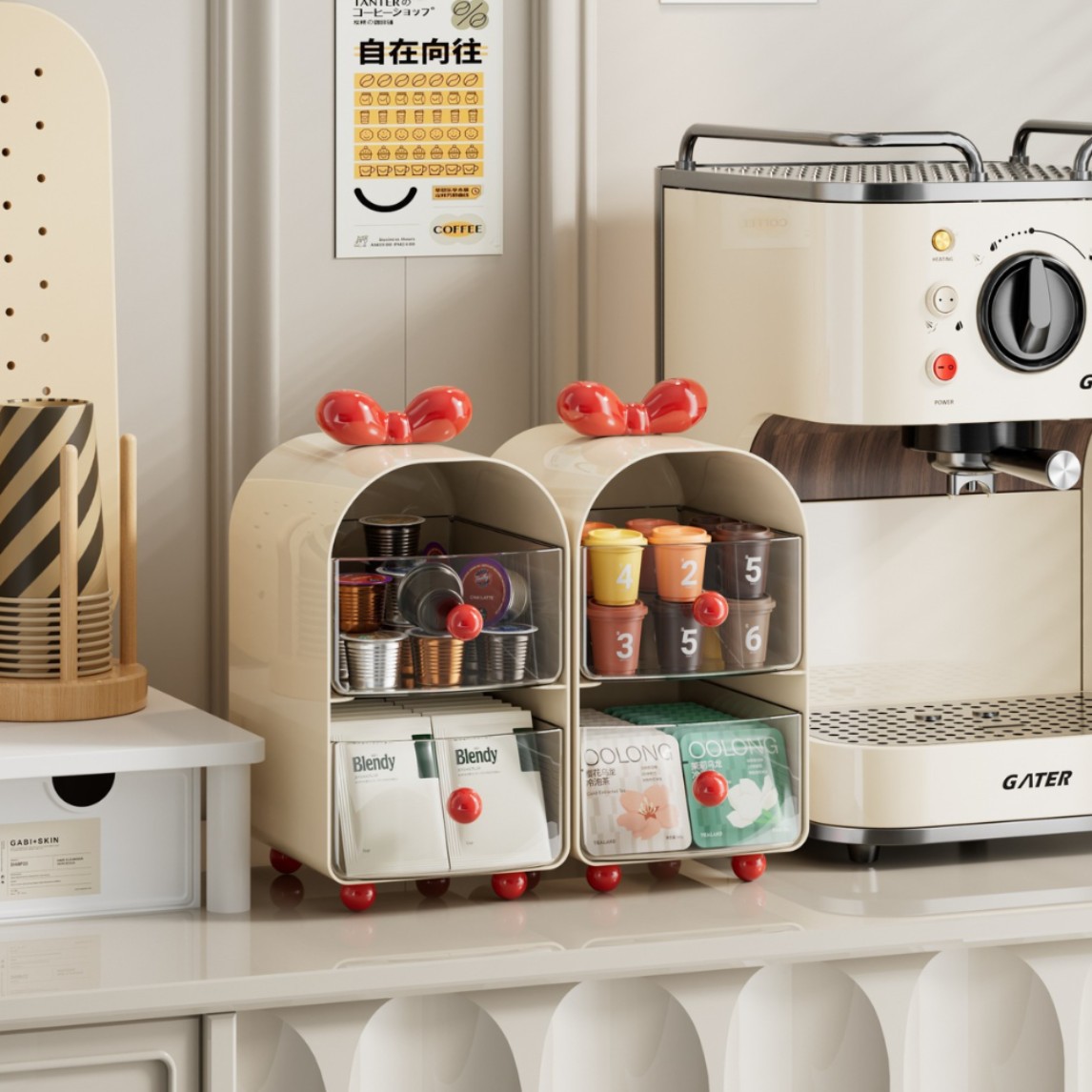 Coffee Tea Drawer Organizer - Organizzatore per Capsule di Caffè, Scatola