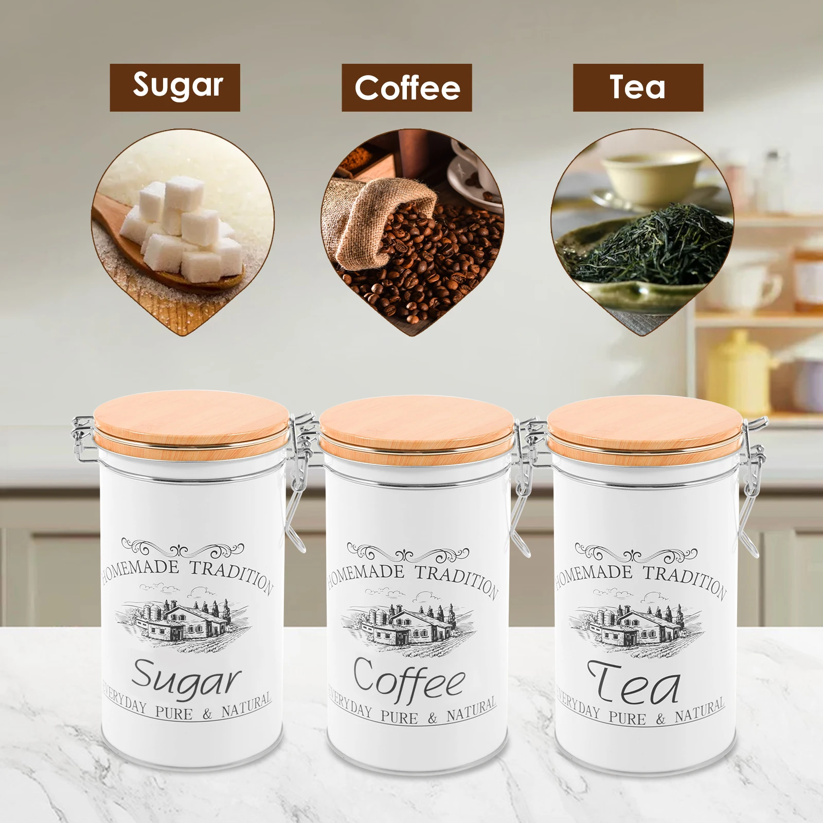 3 pz/set tè caffè contenitori  - Coffee Tea Sugar Container Set recensione e prezzo