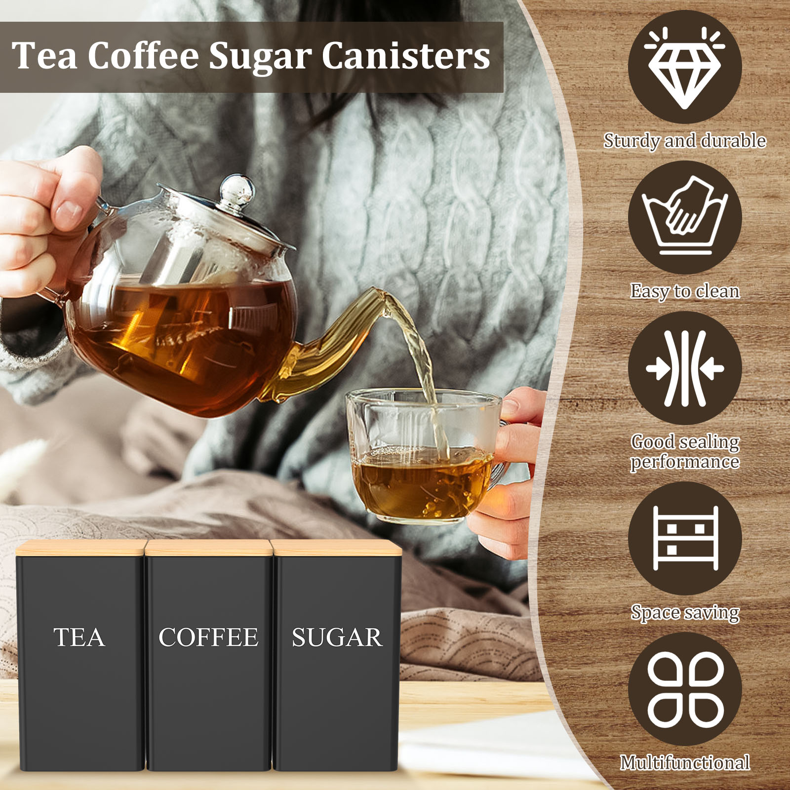 Barattolo di stoccaggio dei ch - Coffee Tea Sugar Container Set recensione e prezzo